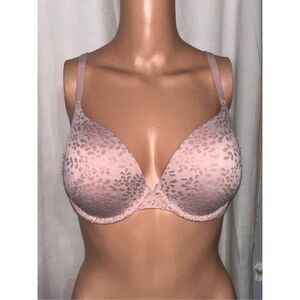 Beautiful Adore Me Nude/tanish Floral Leaf Print Plunge Scalloped Band Underwire
